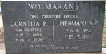 WOLMARANS Hermanus P. 1882-1926 & Cornelia P. KLOPPERS  1889-1978