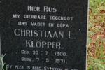 KLOPPER Christiaan L. 1900-1971