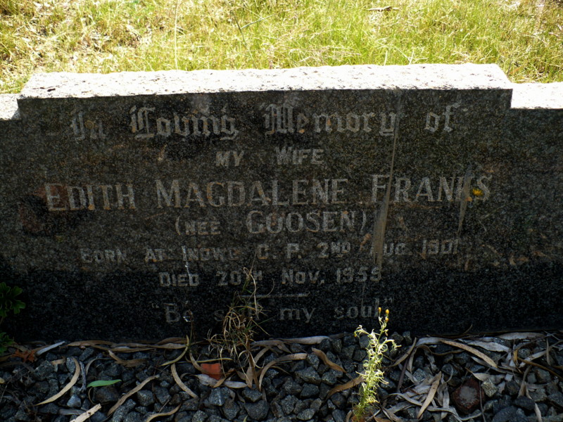FRANKS Edith Magdalene nee GOOSEN 1901-1955