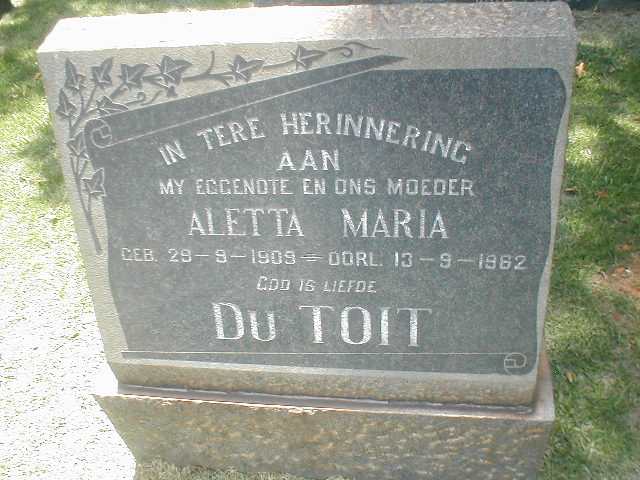TOIT Aletta Maria, du 1909-1962