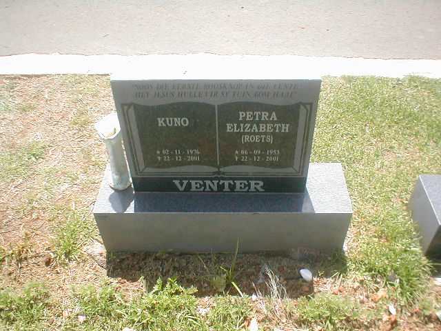 VENTER Kuno 1976-2001 & Petra Elizabeth ROETS 1953-2001