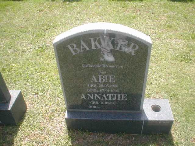 BAKKER Abie 1924-1995 & Annatjie 1931-