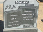 MALAN Jan A. 1907-1997 & Petronella H. VAN WYK 1913-