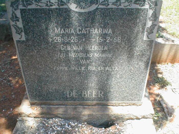 BEER Maria Catharina, de nee VAN HEERDEN 1926-1958