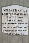 VERMAAK Ignatius Leopoldus 1842-1900