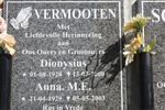 VERMOOTEN Dionysius 1928-2000 & Anna M.E. 1928-2000