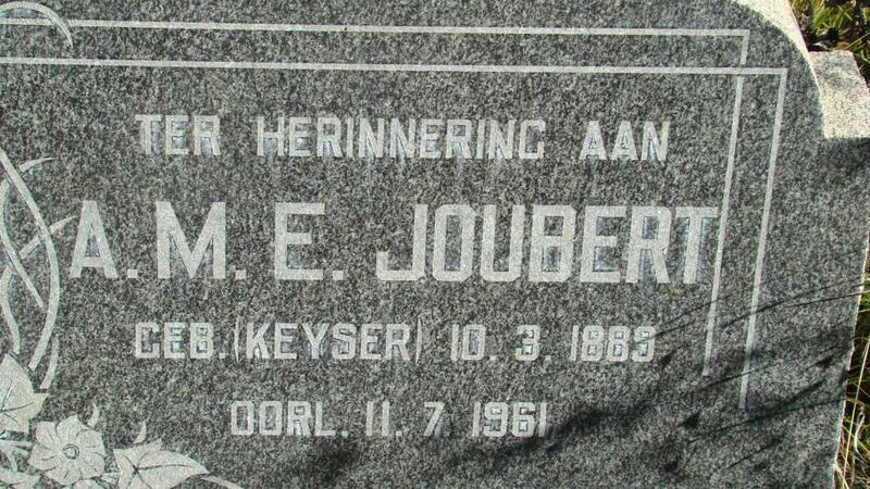 JOUBERT A.M.E. nee KEYSER 1889-1961