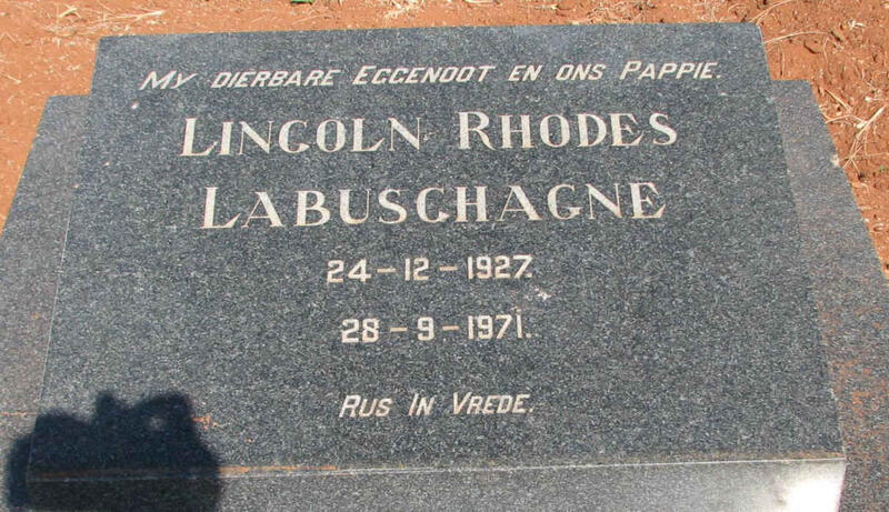 LABUSCHAGNE Lincoln Rhodes 1927-1971