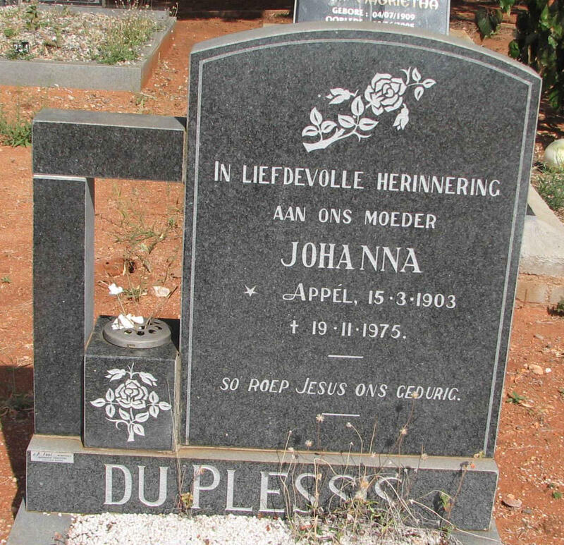 PLESSIS Johanna, du nee APPEL 1903-1975