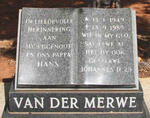 MERWE Hans, van der 1949-1985