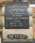 METCALF Reginald John Fredrick 1947-1965