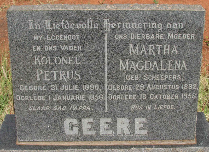 GEERE Petrus 1890-1956 &  Martha Magdalena SCHEEPERS 1892-1958