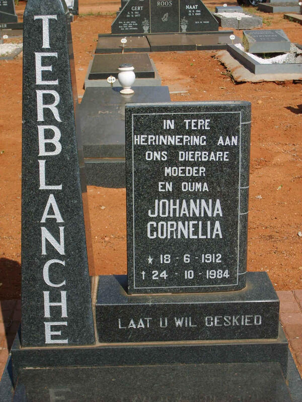 TERBLANCHE Johanna Cornelia 1912-1984