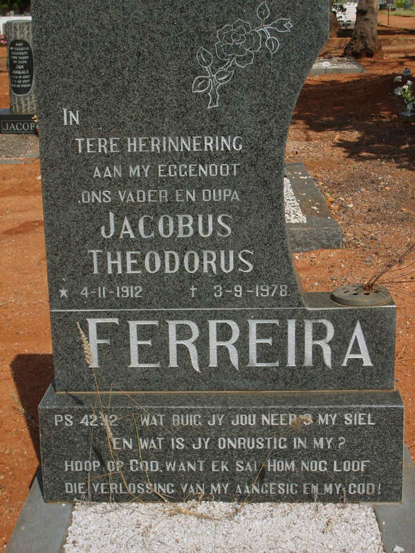 FERREIRA Jacobus Theodorus 1912-1978