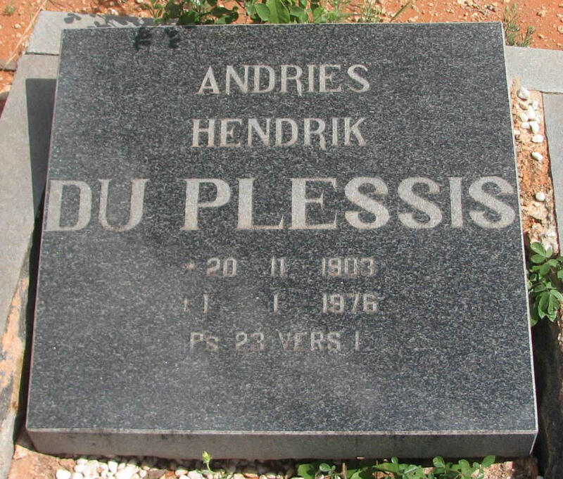 PLESSIS Andries Hendrik, du 1903-1976