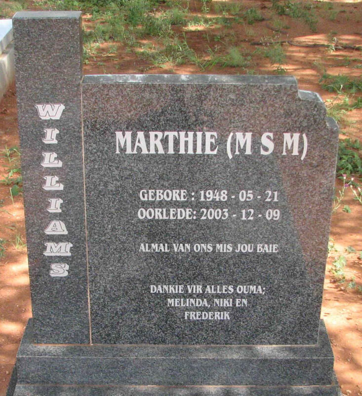 WILLIAMS Marthie M.S.M. 1948-2003