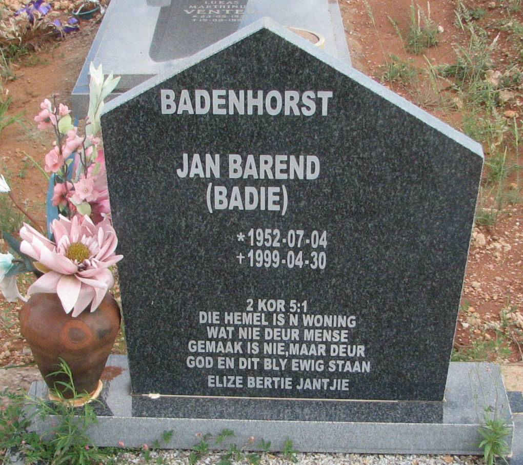 BADENHORST Jan Barend 1952-1999