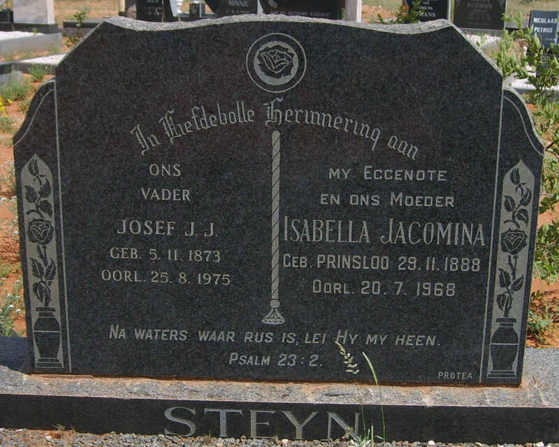 STEYN Josef J.J. 1873-1975 & Isabella Jacomina PRINSLOO 1888-1968