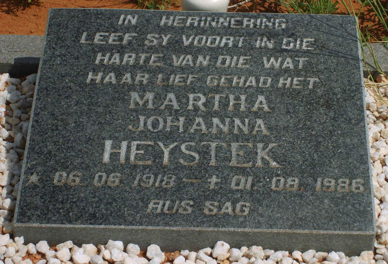 HEYSTEK Martha Johanna 1918-1986