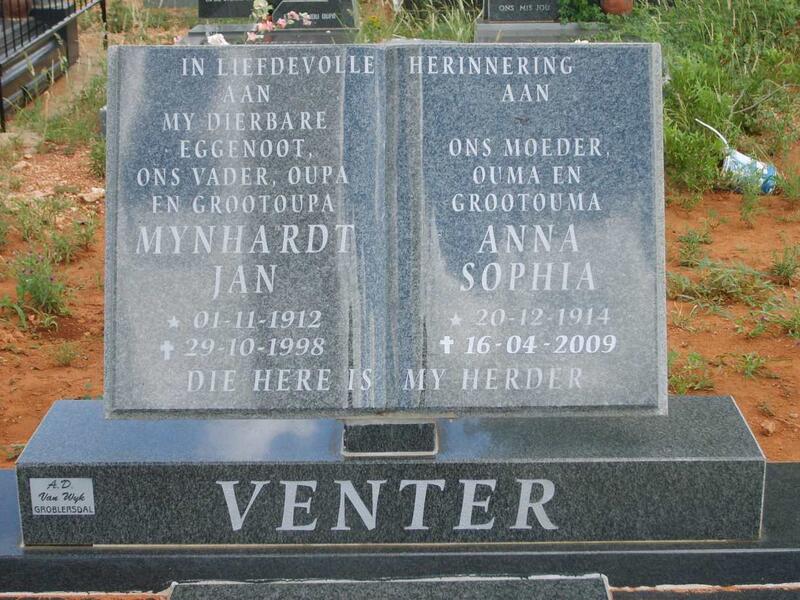 VENTER Mynhardt Jan 1912-1998 & Anna Sophia 1914-2009