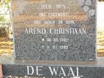 WAAL Arend Christiaan, de 1901-1989