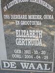 WAAL Elizabeth Gertruida, de 1911-2004