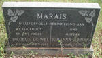 MARAIS Jacobus De Wet 1918-1983 & Johanna Adriana 1923-2000