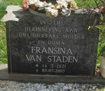STADEN Fransina, van 1921-2007