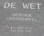 WET Hendrik Christoffel, de 1929-2001