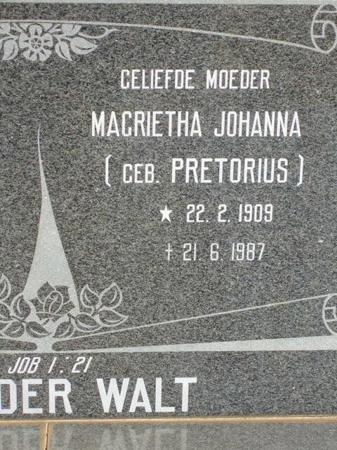 WALT Magrietha Johanna, van der nee PRETORIUS 1909-1987