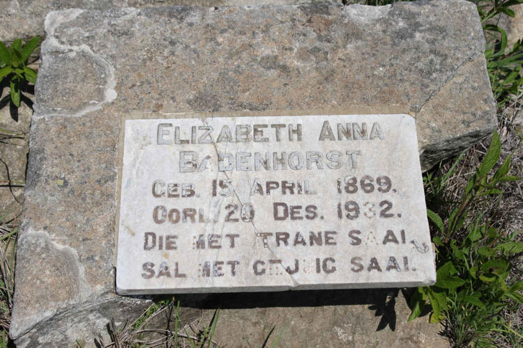 BADENHORST Elizabeth Anna 1869-1932