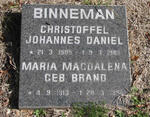 BINNEMAN Christoffel Johannes Daniel 1905-1988 & Maria Magdalena BRAND 1913-1996