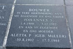 BOUWER Johannes S. 1900-1982 & Aletta MULLER 1902-1984