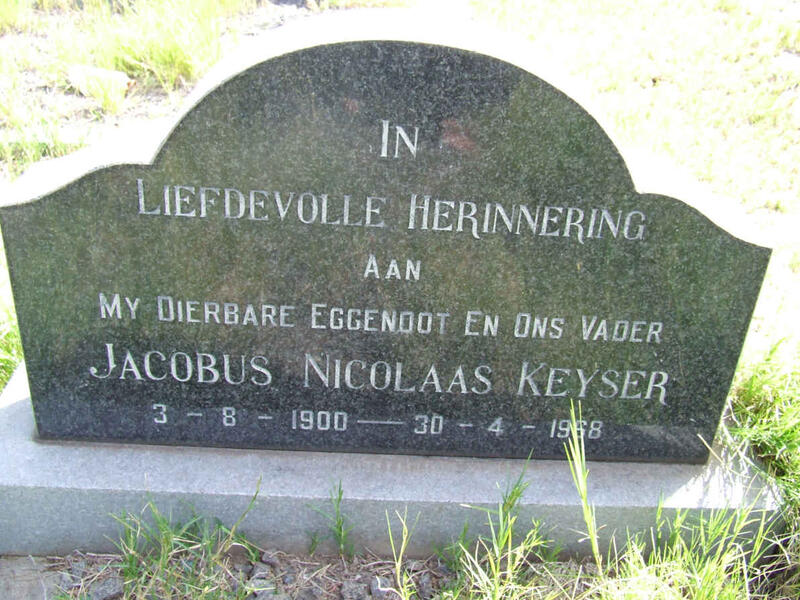 KEYSER Jacobus Nicolaas 1900-1968