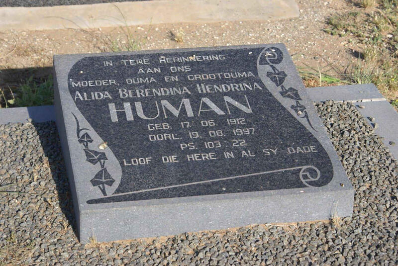 HUMAN Alida Berendina Hendrina 1912-1997