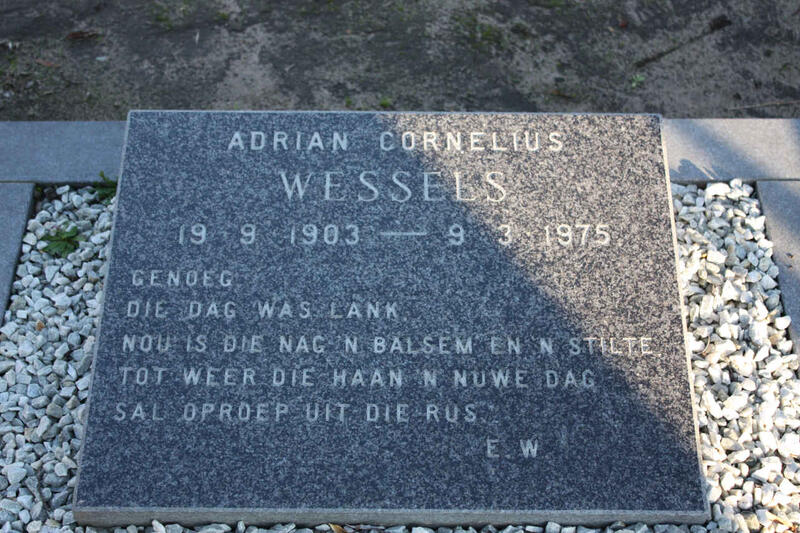WESSELS Adrian Cornelius 1903-1975