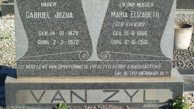 ZYL Gabriel Jozua, van 1879-1972 & Maria Elizabeth VIVIERS 1886-1966
