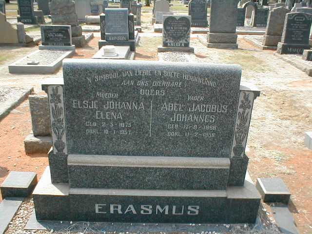 ERASMUS Abel Jacobus Johannes 1868-1956 & Elsje Johanna Elena 1875-1957
