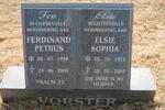 VORSTER Ferdinand Petrus 1928-2005 & Elsie Sophia 1931-