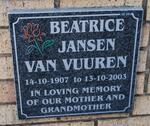 VUUREN Beatrice, Jansen van 1907-2003