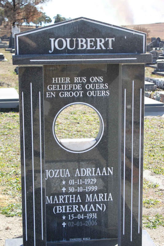 JOUBERT Jozua Adriaan 1929-1999 & Martha Maria BIERMAN 1931-2006