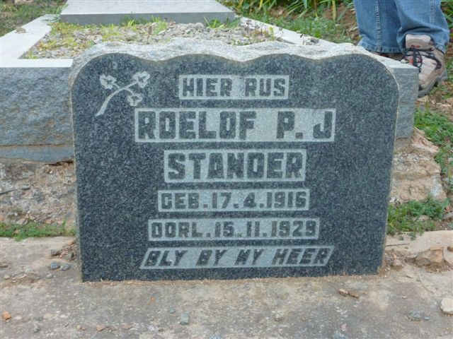 STANDER Roelof P.J. 1916-1929