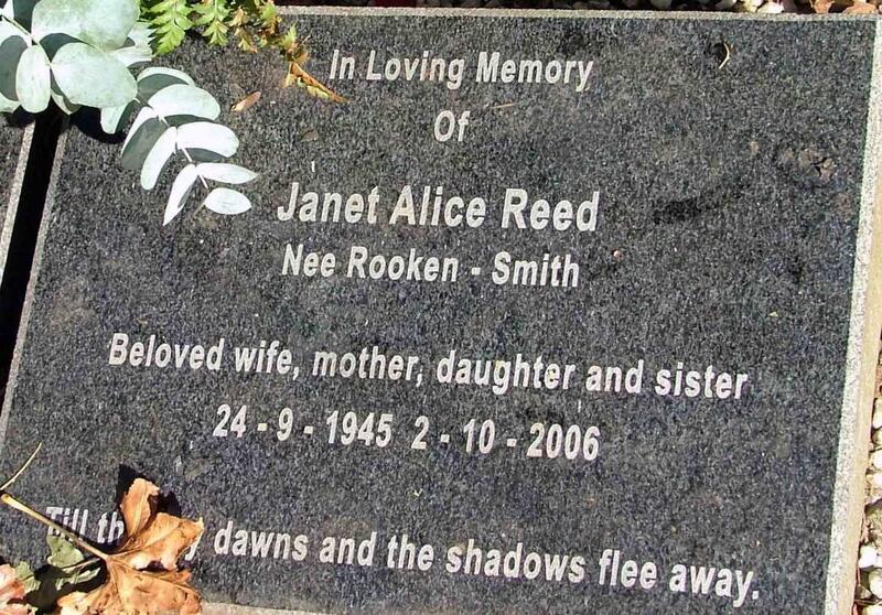 REED Janet Alice nee ROOKEN-SMITH 1945-2006
