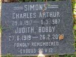 SIMONS Charles Arthur 1917-1987 & Judith Bobby 1919-2000
