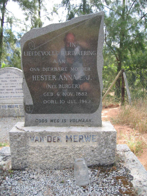 MERWE Hester Anna E.J., van der nee BURGER 1882-1962