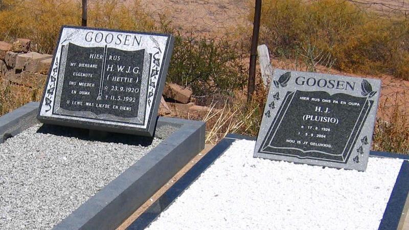 GOOSEN H.J. 1926-2004 & H.W.J.G. 1920-1992