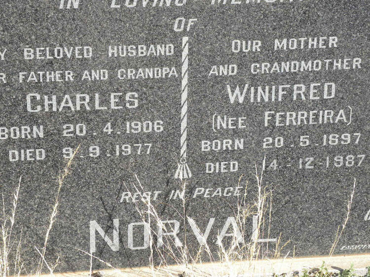NORVAL Charles 1906-1977 & Winifred FERREIRA 1897-1987