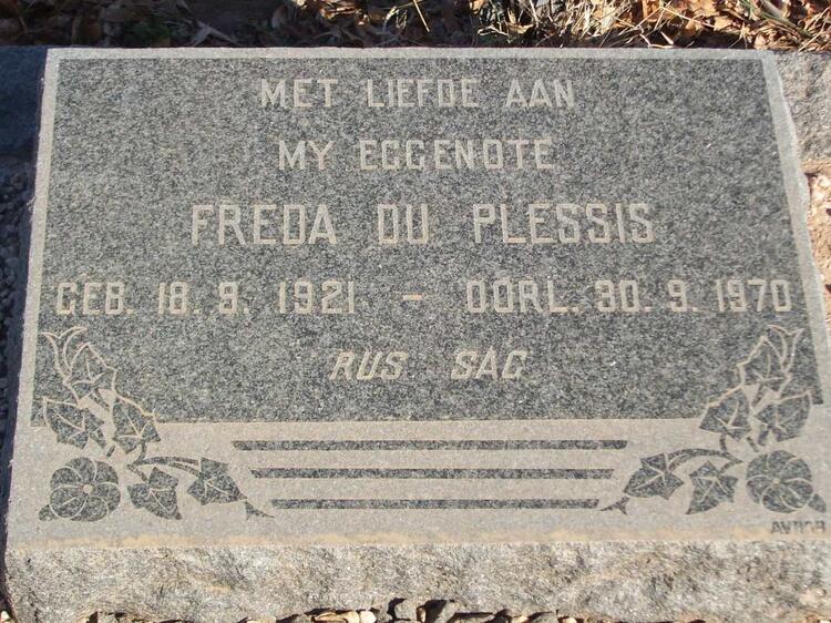 PLESSIS Freda, du 1921-1970