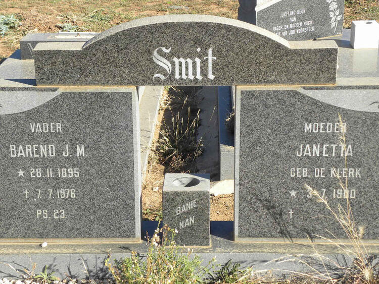 SMIT Barend J.M. 1895-1976 & Janetta DE KLERK 1900-