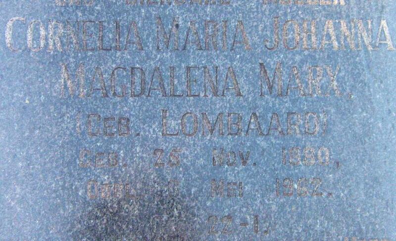 MARX Cornelia Maria Johanna Magdalena nee LOMBAARD 1880-1962